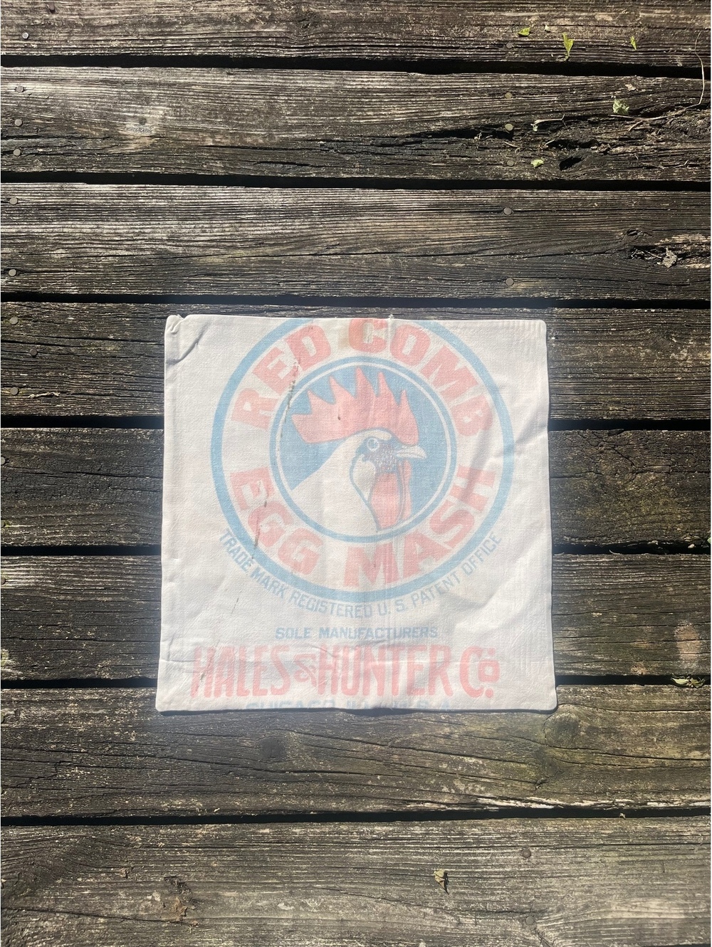 Vintage Feed Sack Pillow Shams Chickens, Grain Bag, Purina
